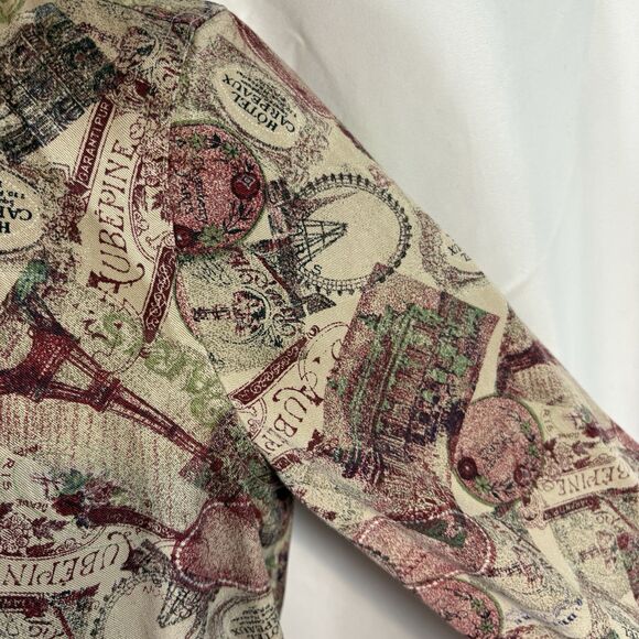 Christopher & Banks M Jacket Parisian Travel Print Button Front Vintage-Inspired - Picture 10 of 16